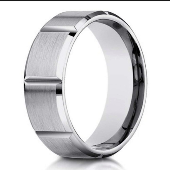 BENCHMARK Mens Size 8, 7MM Brushed Tungsten Wedding Band with Vertical Groove. - Picture 1 of 12